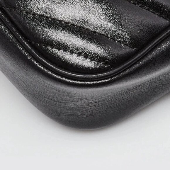Gucci Black Quilted Leather Marmont Small Camera Bag - Picture 4 of 11